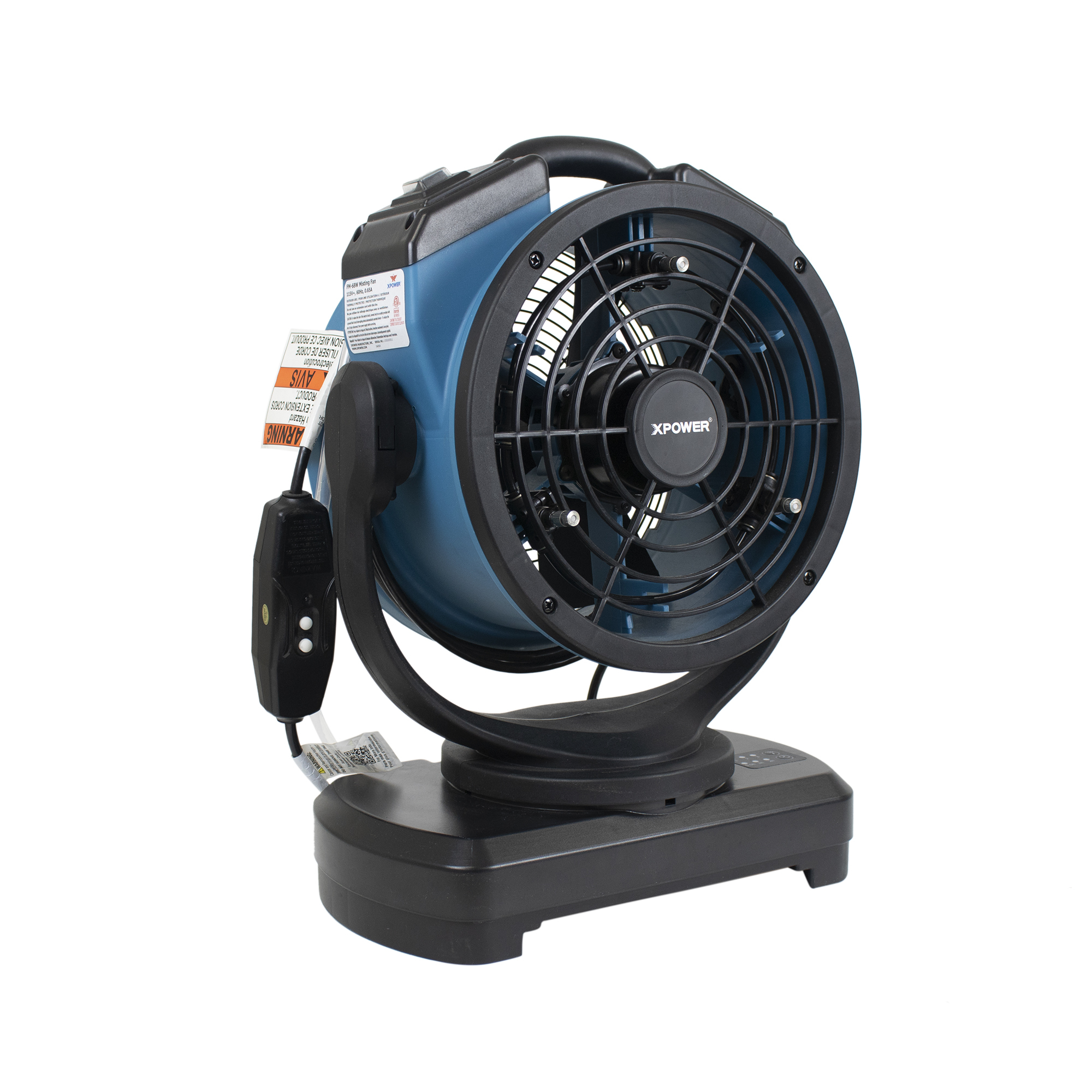 XPOWER, 3 Speed 11in. Oscillating Misting Fan w/ Water Pump, Fan Diameter 11 in, Air Delivery 1000 cfm, Model# FM-68W